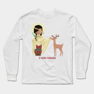 Santa Kateri Tekakwitha con venado Long Sleeve T-Shirt